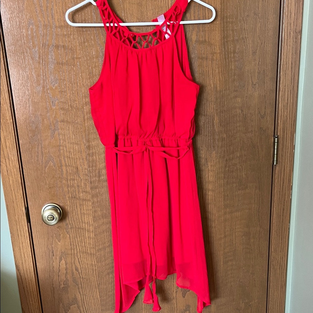 No Boundaries Vibrant Red Dress with Lattice Detail